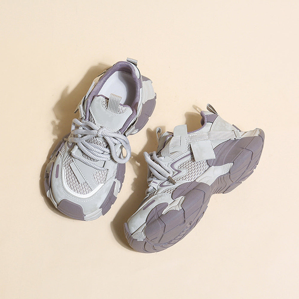 Chunky platform sneakers for women, spring/summer 2026 new collection, lace-up, versatile height increasing, mesh breathable athletic casual shoes