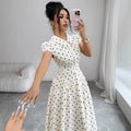 Polka dot short-sleeve dress - women's new summer collection: french retro, age-defying, slimming, and elegant maxi dress