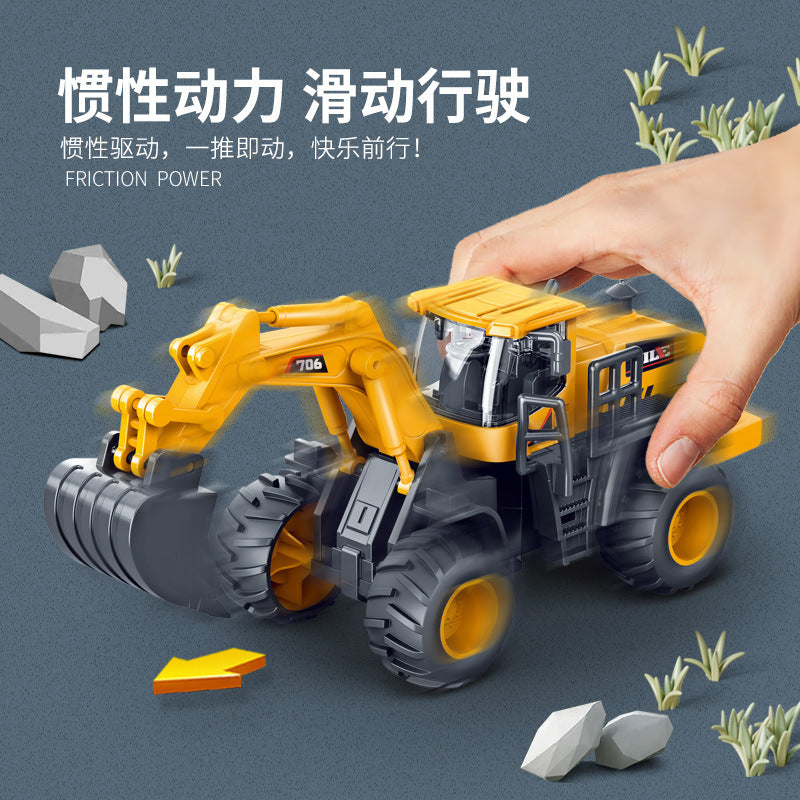 kids inertial engineering vehicle series artificial excavator bulldozer 3-6 years old boy toy car model