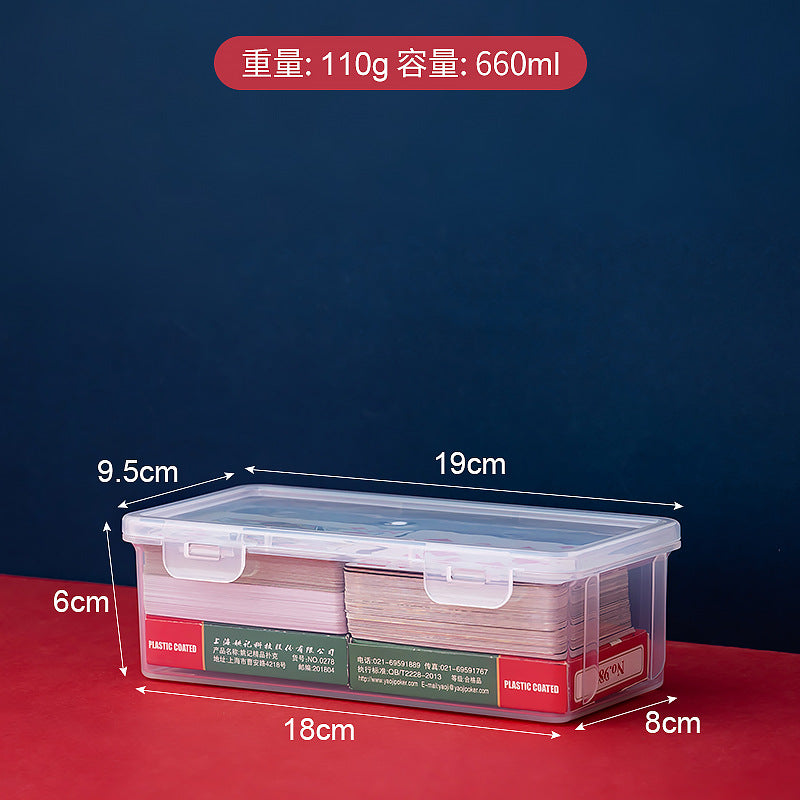 Board game card storage box, transparent plastic playing card storage box with lid, dust-proof small object storage and finishing box