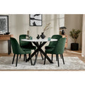 Tempered glass dining table - modern minimalist dining set with luxury rock slab tabletop