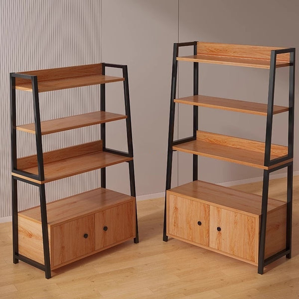 Multi-layer shelf Floor storage rack with cabinet door Storage display rack Household cabinet Multifunctional trapezoidal shelf