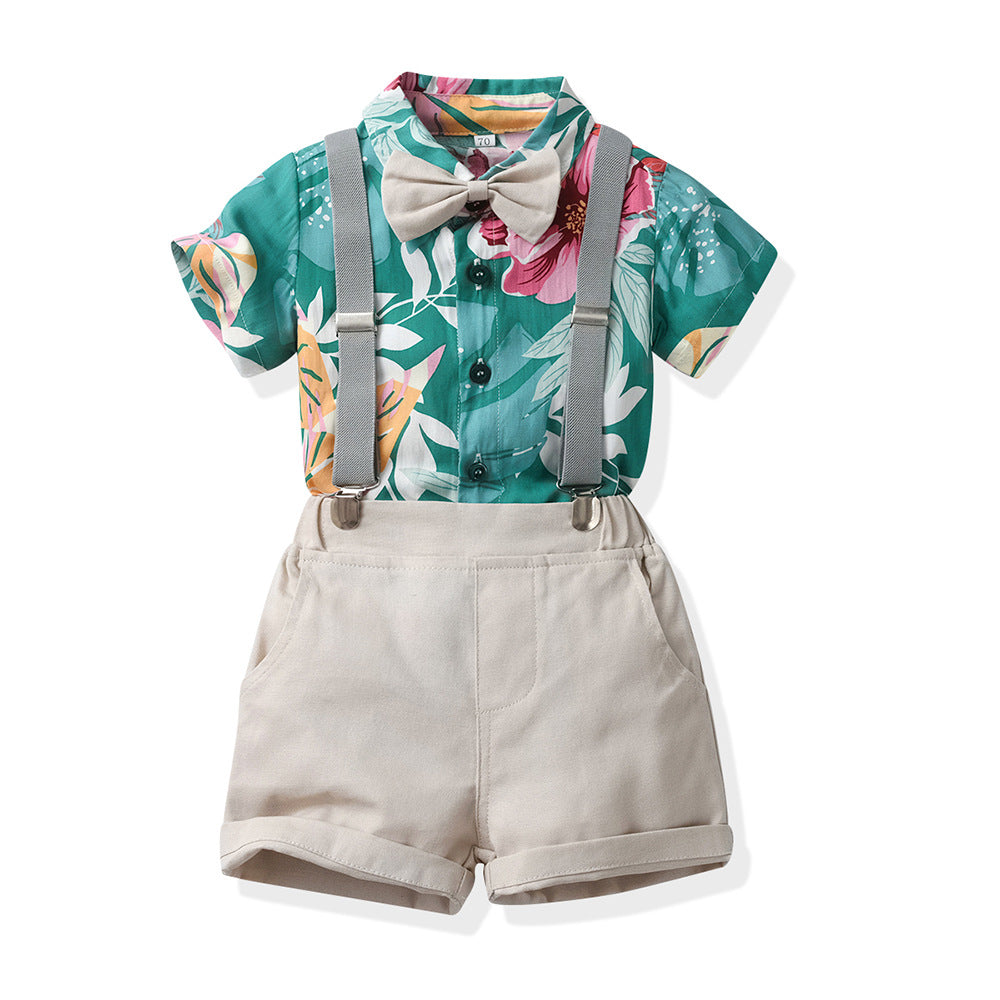Boys' summer outfit: new stylish floral shirt set for boys - short-sleeve shirt, kids' cool beach style, oem customization available