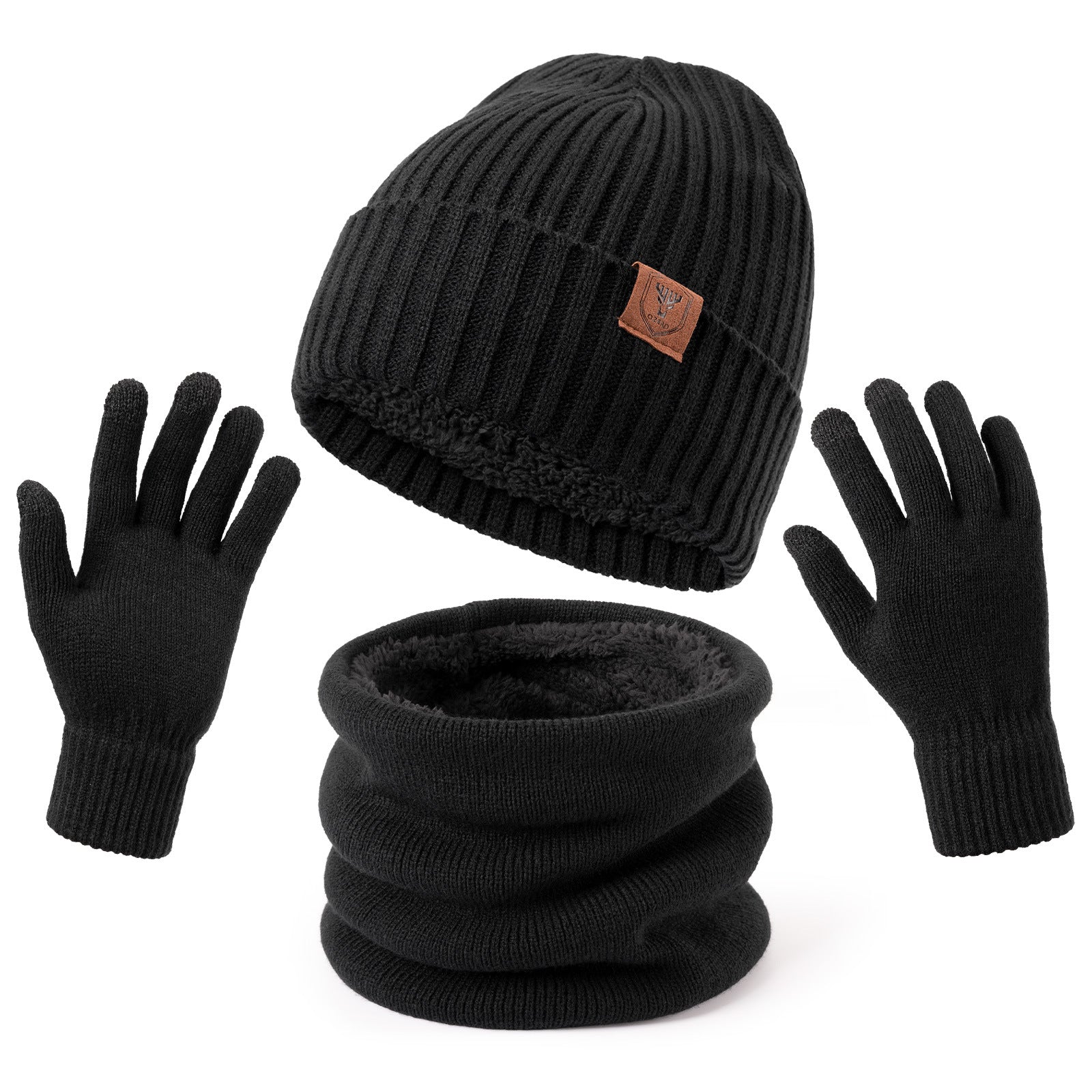 Cross-border knitted hat, scarf, gloves three-piece set, adult autumn and winter cold-proof and warm hat, scarf gift box set