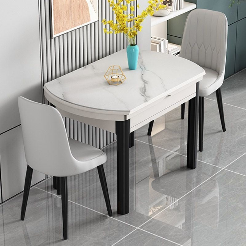 Tempered glass dining table - modern minimalist, light luxury design for small spaces. available in round or square, extendable and convertible. solid wood frame