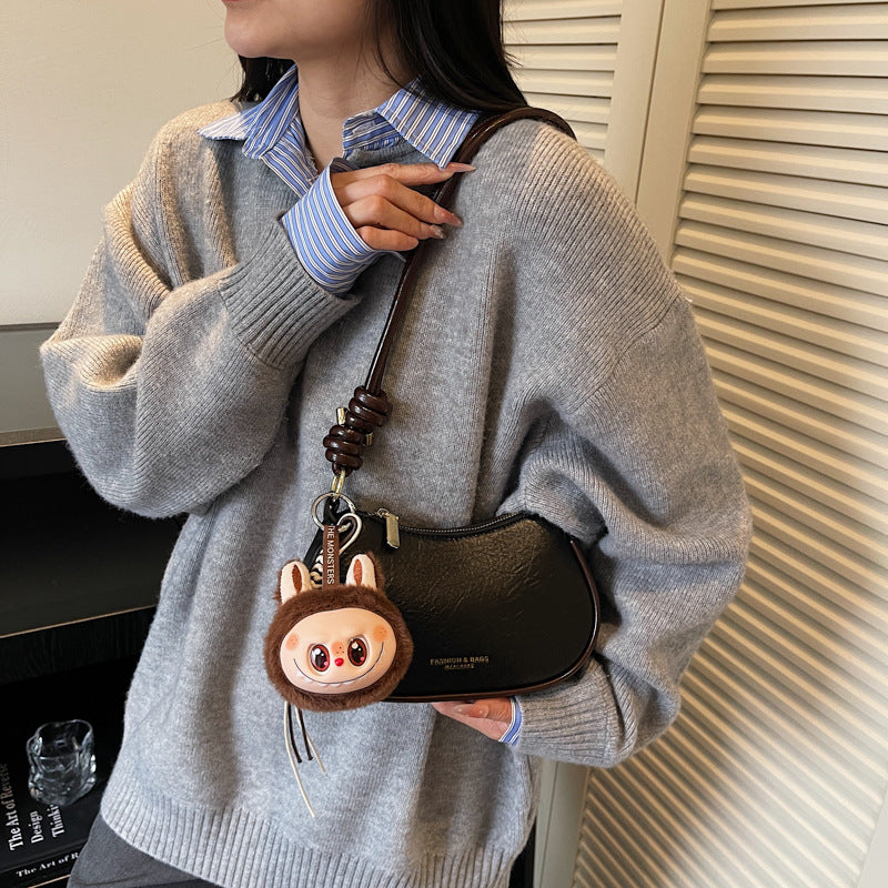 Super popular underarm bag, cute labubu pendant, fall and winternew arrivalaccessible luxuryniche style design, classy shoulder satchel bag