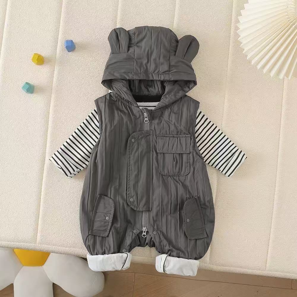 Spring and autumn one-piecestripes baby cute super cute infant spring autumlong sleevesnew arrivaloverallssuit super cool clothes
