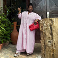 European and american cross-border women's clothing  summer new arrival: african-style plus size pink striped longline shirt and wide-leg pants set
