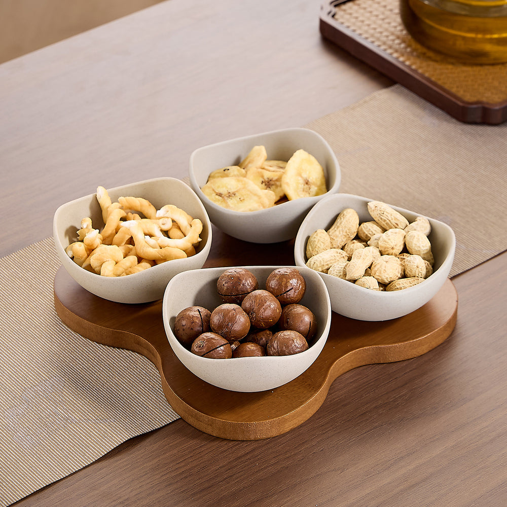 Japanese retro-style stoneware snack plate - perfect for home living room tea time, coffee table, nuts, candy, and snacks - ceramic dried fruit dish