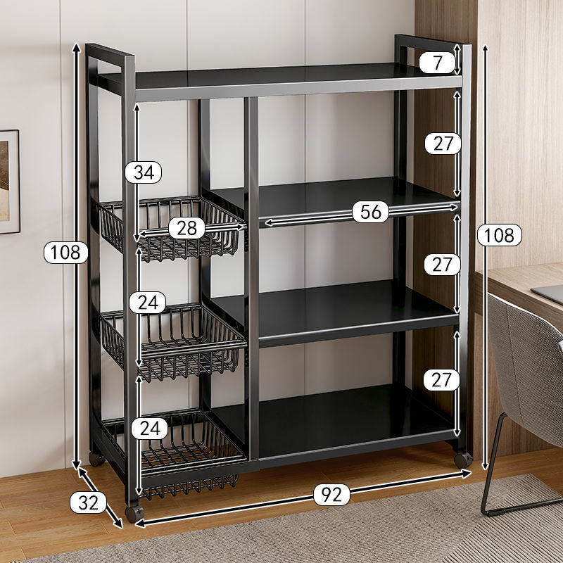 Kitchen shelf storage rack floor-standing multi-layer movable storage rack multi-functional punch-free storage rack thickened shelf
