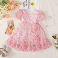 girl's pastoral style floral dress medium longprintingfashion style kids beach skirt fresh skirt