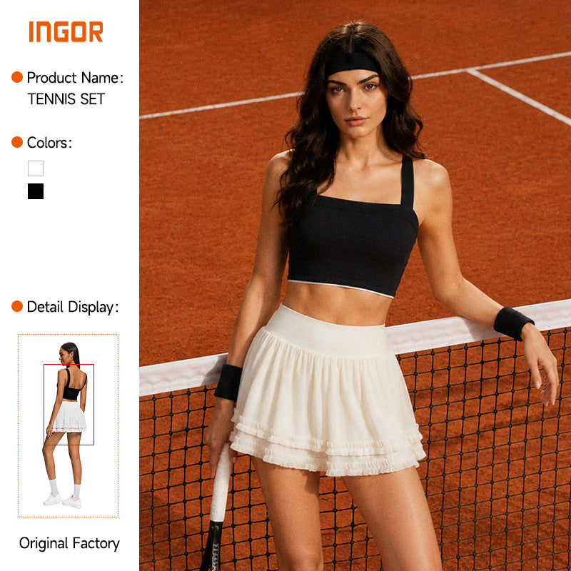 New tennis outfit fitness set women's badminton outdoor sports top tank top running skirt sports set