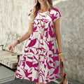 Women's geometric print short sleeve crew neck casual mini dress - spring/summer collection
