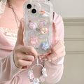 Bear and rabbit compatible iphone 16 case, ip14 pro bracelet, apple 17 girl's style pendant
