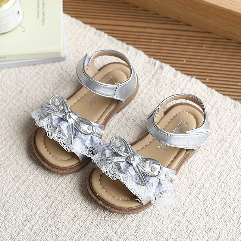 Summer new arrivals: korean style girls' bow-tie princess shoes - stylish open-toe sandals for big kids and toddlers