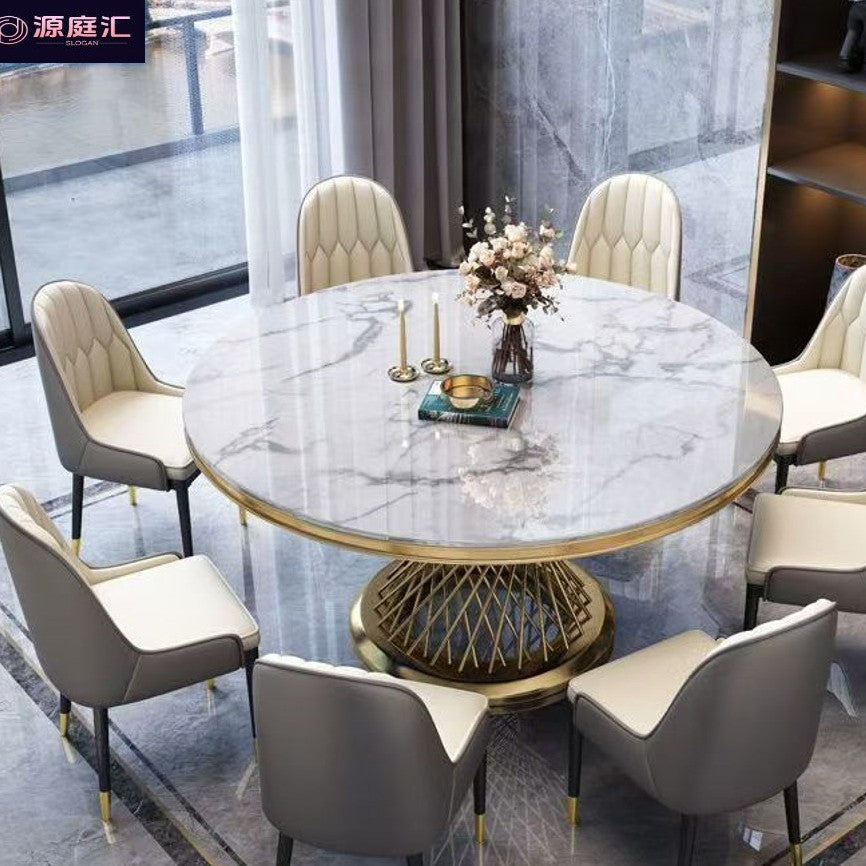 For home dining round table 6-person 8-person small apartment slate dining table hotel creative light luxury small waist dining table