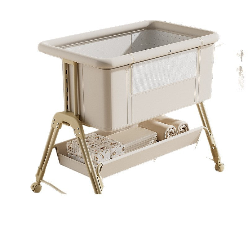 Baby crib: portable, foldable, multi-functional, adjustable height, seamless splicing, newborn-sized bassinet
