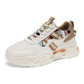 2025 spring new men's breathable white sneakers, trendy versatile chunky sole athletic shoes, casual dad shoes