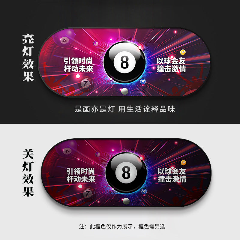 Billiards hall decorative painting black eight ball wall luminous hanging painting chess and card billiard room club bar led star light