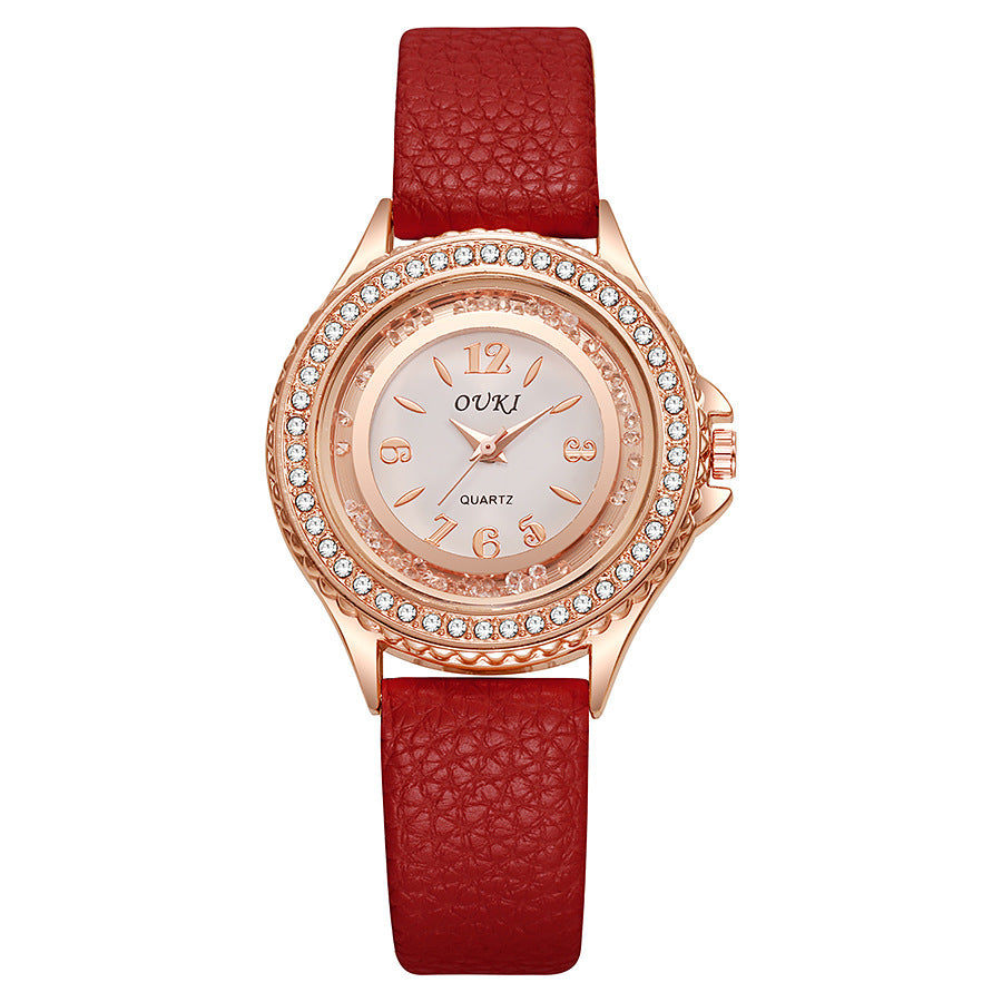 2025 new luxury rhinestone women's watch - fashionable and minimalist round quartz wristwatch for female students - wholesale