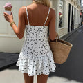 Best selling shein suspender dress off shoulder sexy polka dot printing metal buckle ruffles mini skirt