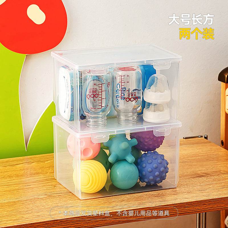Toothpaste bottle storage box with lid Plastic baby toy box with lid Transparent flip rectangular storage box