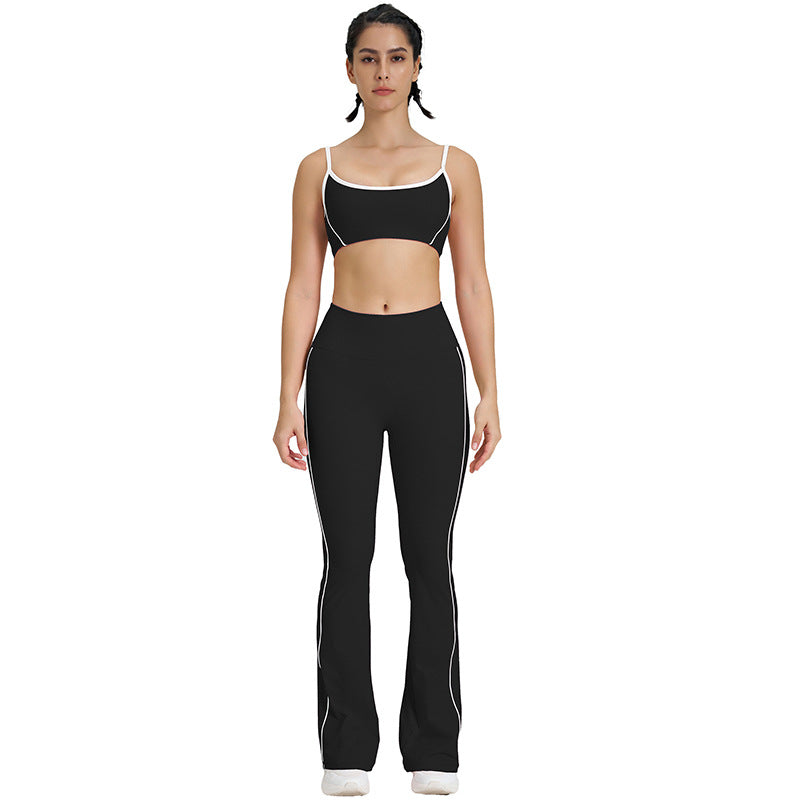 stripes yoga pants flared women's pants high waist hip lifting outdoor sports slimming look wide leg slightly flared yoga pants for women