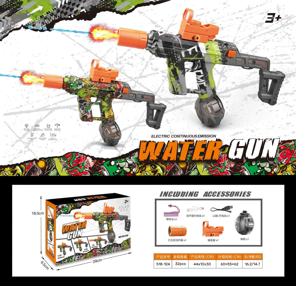 hot-selling uzi kids electric water gun toy large capacity reloading continuous water spray water fight toy wholesale