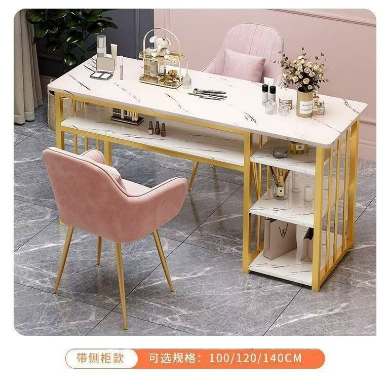 Influencer-approved nail table set: professional nail salon furniture, new light luxury double nail table with solid wood base