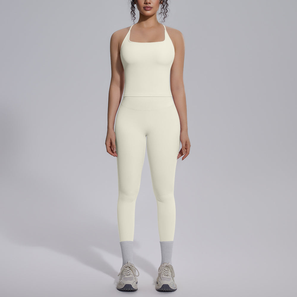 new arrival nude tight-fitting yoga clothes high waist hip lift quick-drying sports beautiful back outdoor running fitness clothes suit