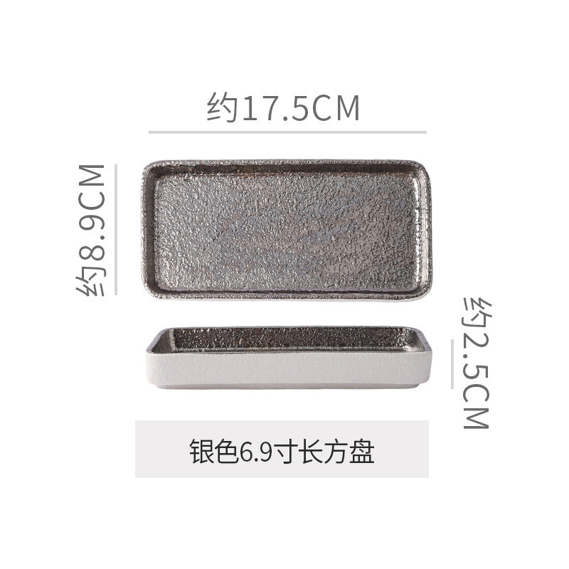 Luxury retro ceramic rectangular plate - stylish and high-value for fruit, desserts, pastries, and sushi presentation