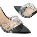 Pointed toe stiletto rhinestone silver runway-ready women's 2026 new open-toe transparent tpu sandals & slides