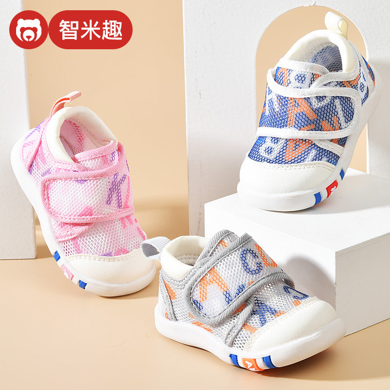 Baby sandals for boys, summer first walker shoes, 0-1-2 years old infant anti-slip soft sole mesh shoes for babies and toddlers, baby girl shoes