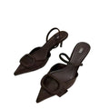 Za women's shoes 2025 new pointed toe high heel sandals women's suede square buckle flats back open outwear toe shoes