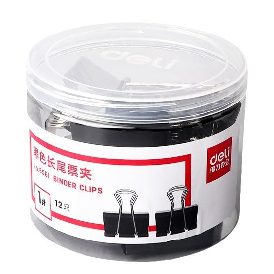 Deli long tail ticket clip 8561 black swallow tail clip/fish tail clip/data test paper clip/clip 12pcs/51mm