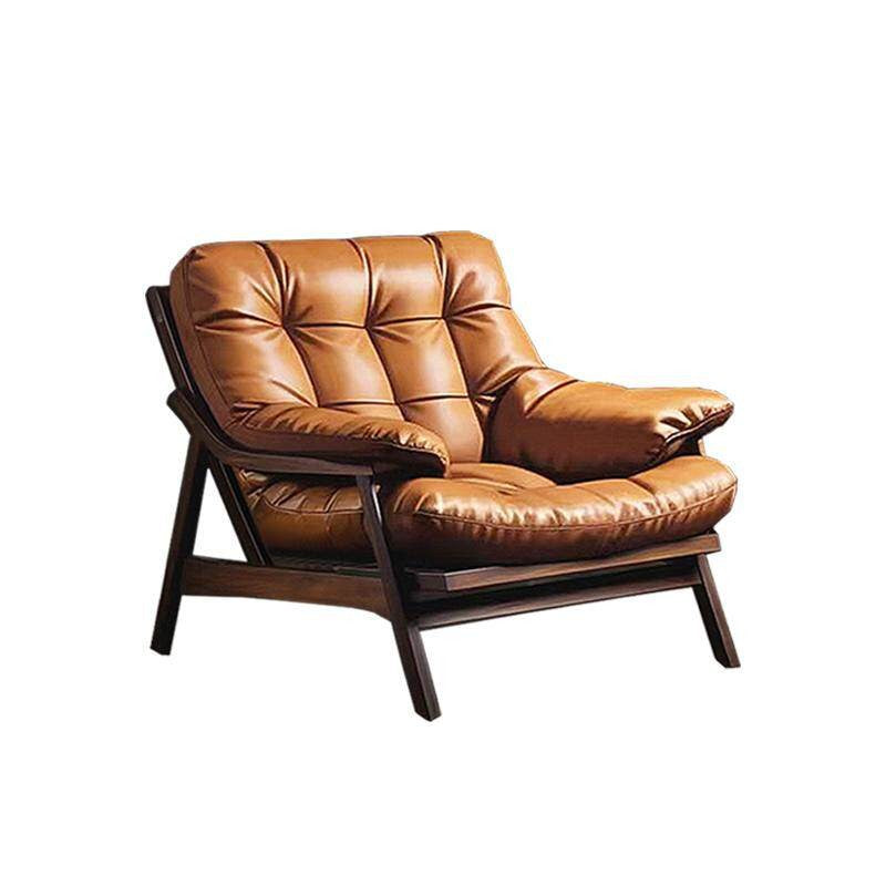 Single sofa chair genuine cowhide medieval style living room for home study reading retro designer casualclassy lounge chair