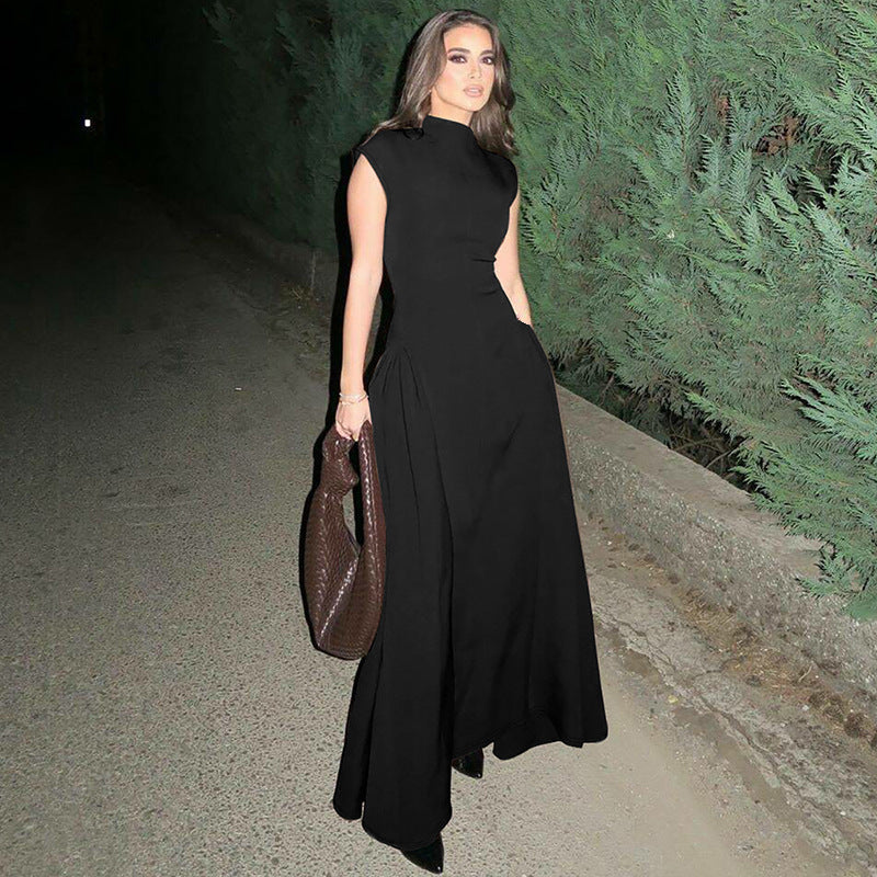 fall/winter women's fashion: european & american style, new cross-border collection, elegant & chic sleeveless a-line maxi dress