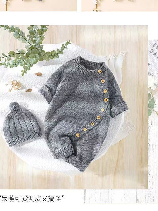 Baby knitting onesie fall and winternewborn baby boy sweatercuteheattech crawling suit 017