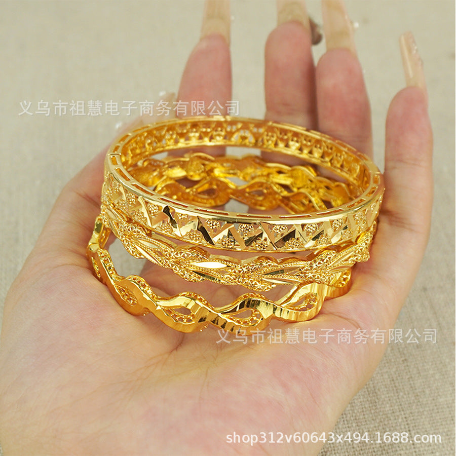 dubai women's gold-plated indian african copper bangle charming wedding ethiopian handmade luxury jewelry