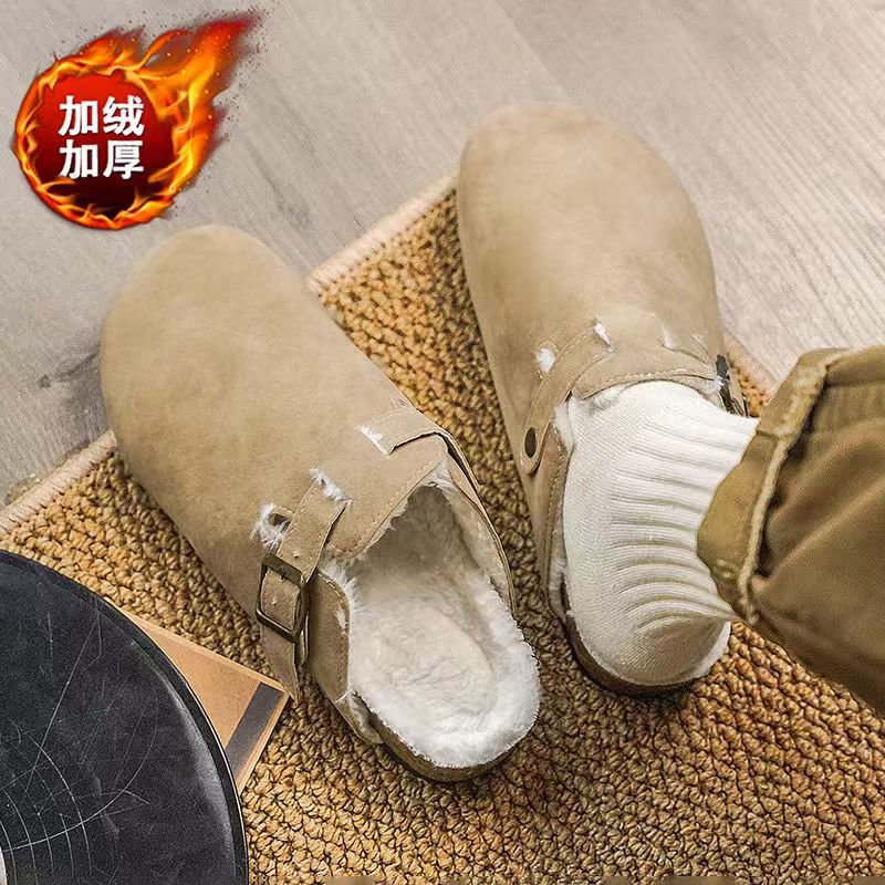 Influencer-approved fuzzy birkenstock-style slippers: women's new autumn/winter collection - non-slip, warm, fleece-lined, slip-on cotton slippers for men and women