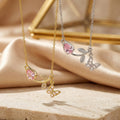 Popular and versatile copper-inlaid zirconium full-diamond tulip butterfly necklace for women, accessible luxury niche elegant clavicle chain jewelry