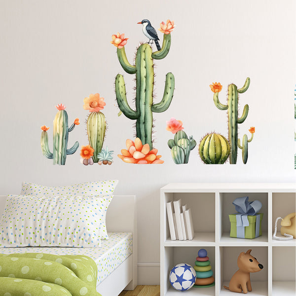 Creative plant cactus bird decoration beautification wall sticker room living room bedroom sticker wholesale