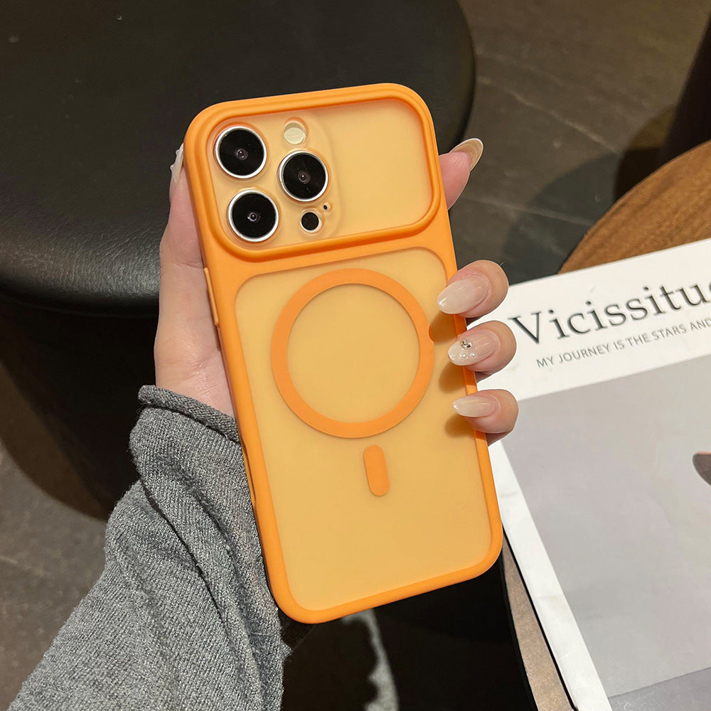Fine hole skin-feeling magnetic phone case suitable for iphone17promax apple 16/13 frosted transparent protective case