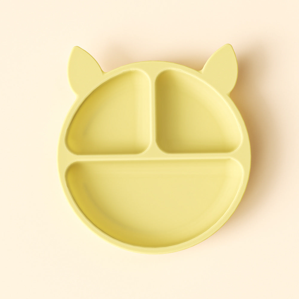 Children's dinner plate, baby eating, silicone bowl, infant food supplement bowl, suction cup type grid plate, mother and baby products tableware