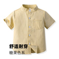 Source factory children's clothing kids candy color shirt personalized boys shirt medium large children stand collar boys shirtlong sleeves