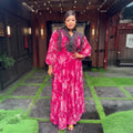 Amazon cross-border fashion: elegant long pleated skirts, plus-size african women's clothing, printed chiffon dresses