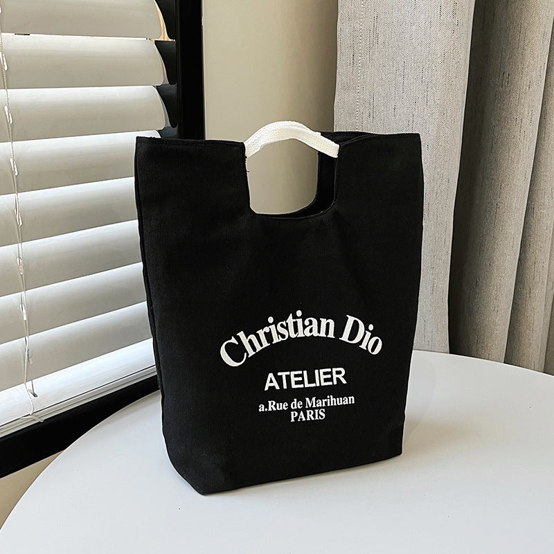 Hand carry out literary canvas to work makeup mommy bag student lunch box bag portable bucket bento casual cloth bag