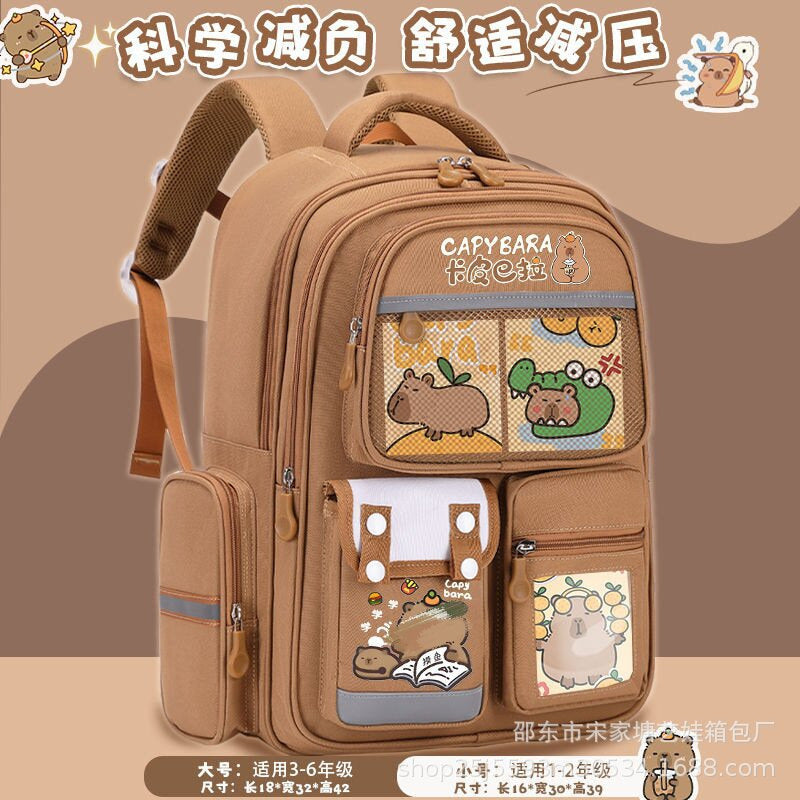 New kapibara schoolbag girls primary school bag 1-3-6 grade junior high school students dirt-resistant backpack men