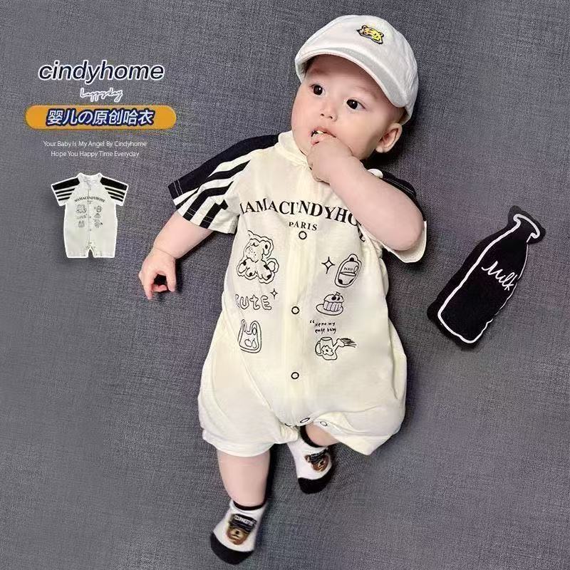 Stylish & cute breathable cotton romper for babies 0-24 months - adorable summer short-sleeve lightweight comfort for your little one