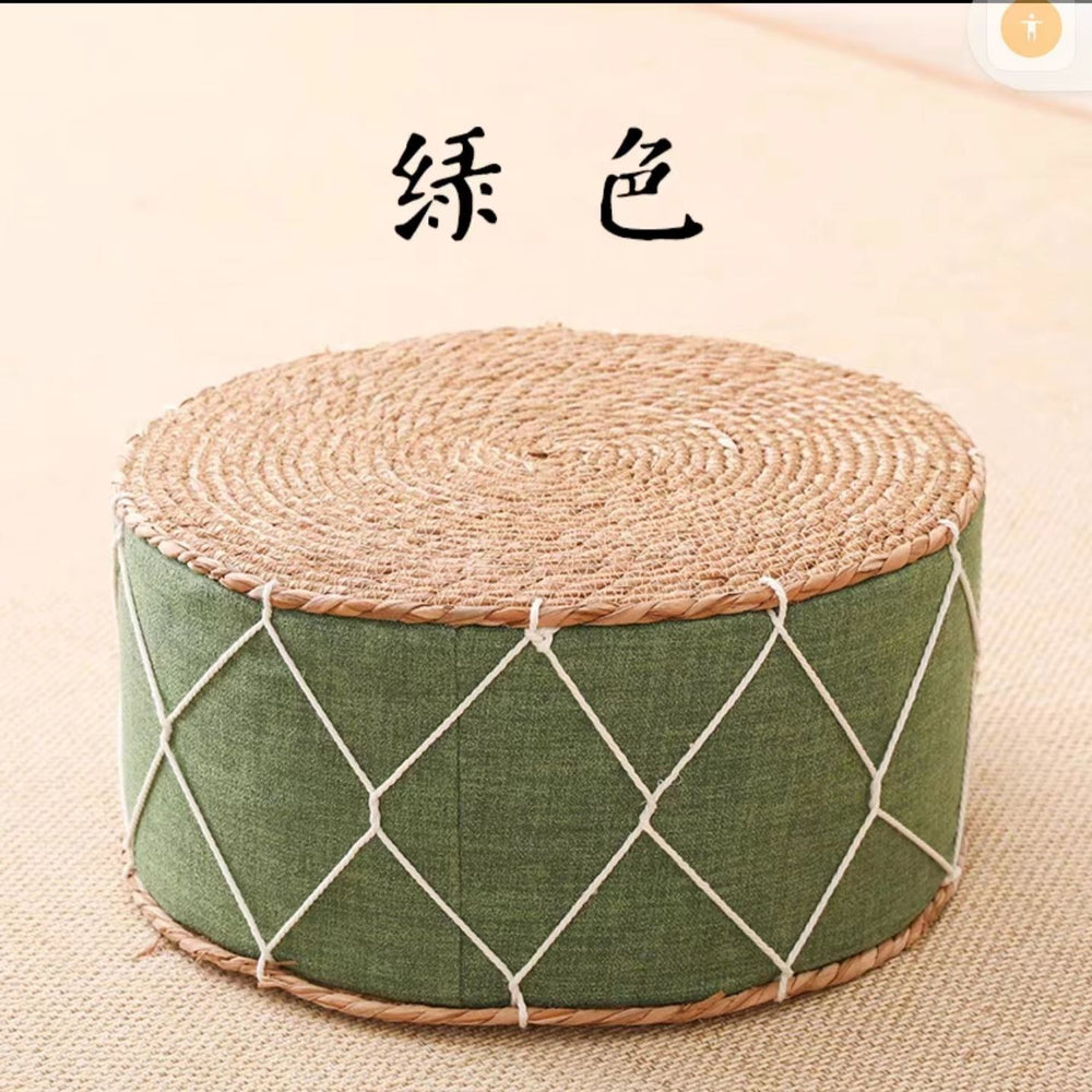 Straw mat thickened futon tatami cushion living room for home low stool round bay window small stool footrest seat